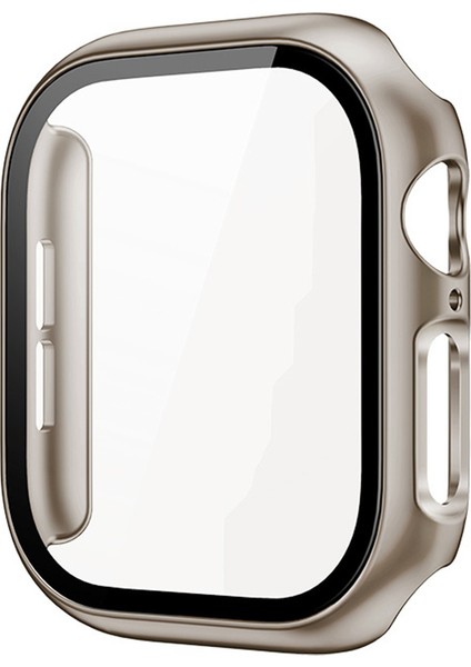 Apple Watch Series 10 46MM Kılıf Için Imak Temperli Cam Filmli Tam Koruma Entegre Watch Pc Kılıfı - Titanyum Altın (Yurt Dışından) fiyatları