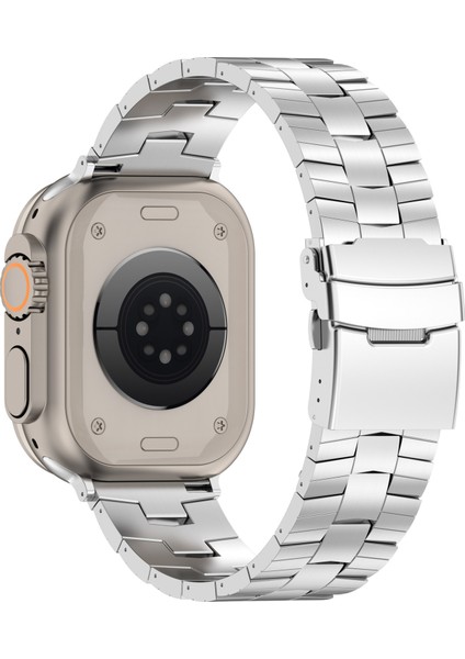 Apple Watch 10 46MM/ULTRA 2/ultra 49MM/9 8 7 45MM/SE (2023) Se (2022) Se 6 5 4 44MM/3 2 1 42MM Titanyum Alaşımlı Kayış-Gümüş (Yurt Dışından)