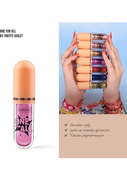 Callista One For All 07 Pretty Violet Eyes & Lips & Cheeks Likit Göz Farı modelleri