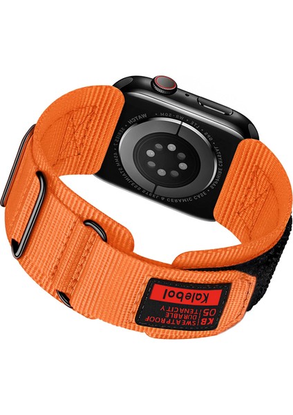 Apple Watch Series 10 46MM/ULTRA 2/ultra 49MM/9 8 7 45MM/SE (2023) Se (2022) Se 6 5 4 44MM/3 2 1 42MM Için Kalebol 3 Halkalı Naylon Kayış - Turuncu (Yurt Dışından)