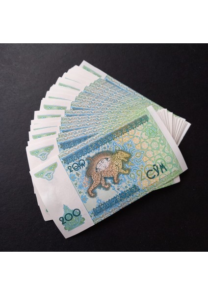3996368F5774087535 1997 Özbekistan 200SOM Çil 100ADET 1 Deste Eski Kağıt Para