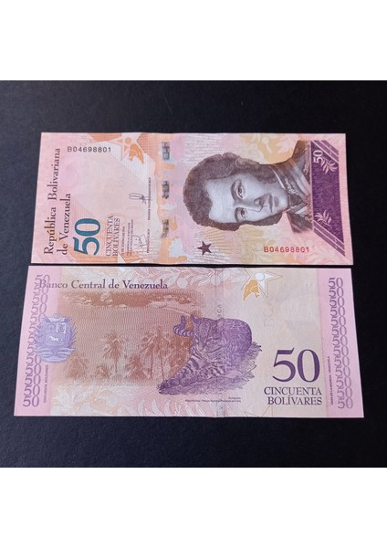 3996368F3FEF60C3D9 2018 Venezuela 50BOLIVAR Çil Eski Yabancı Kağıt Para