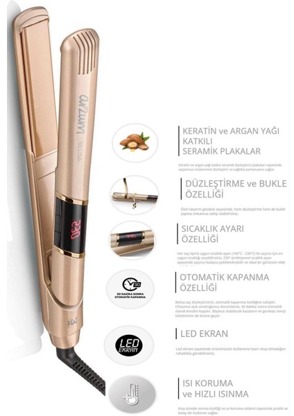 Revolution Hava Üflemeli 5'i 1 Arada Şekillendirici +Arzum Belisa Saç Düzleştirici Keratin Seramik Plaka + Taşıma Çantası fiyatları