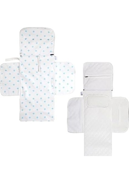 Baby'ness Çanta Boy Alt Değiştirme Bakım Seti, Sıvı Geçirmez, Leke Tutmaz, Puantiyeli, Mavi, 70X35CM