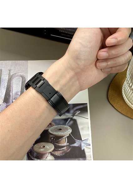 Apple Watch Series 10 42MM/9 8 7 41MM/SE (2023) Se (2022) Se 6 5 4 40MM/3 2 1 38MM Paslanmaz Çelik + Ka Kayış - Siyah + Siyah Toka (Yurt Dışından) fırsatları