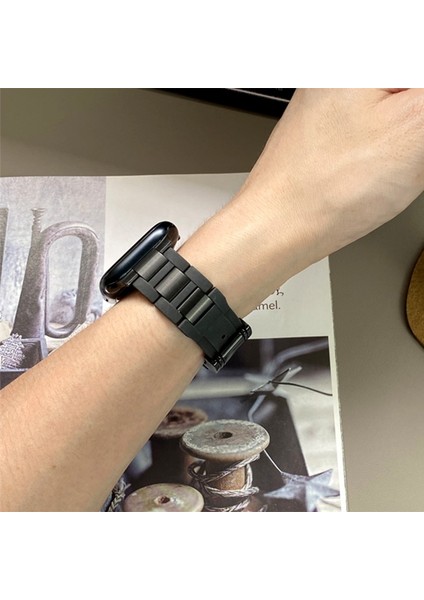 Apple Watch Series 10 42MM/9 8 7 41MM/SE (2023) Se (2022) Se 6 5 4 40MM/3 2 1 38MM Paslanmaz Çelik + Ka Kayış - Siyah + Siyah Toka (Yurt Dışından) indirimleri