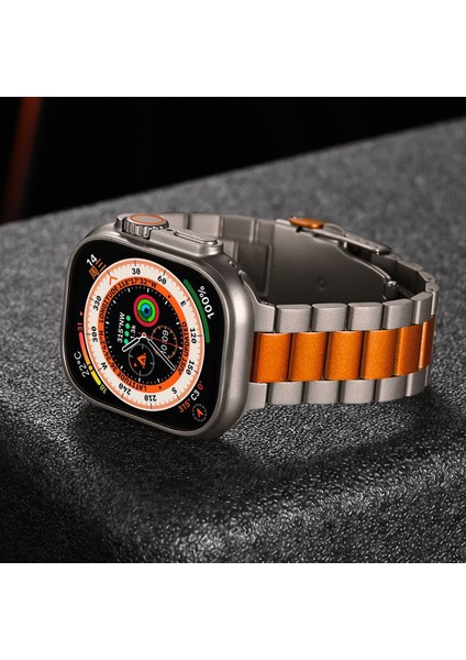 Apple Watch 10 46MM/ULTRA 2/ultra 49MM/9 8 7 45MM/SE (2023) Se (2022) Se 6 5 4 44MM/3 2 1 42MM 3 Boncuklu Titanyum Alaşımlı Saat Kayışı - Siyah (Yurt Dışından) fiyatları