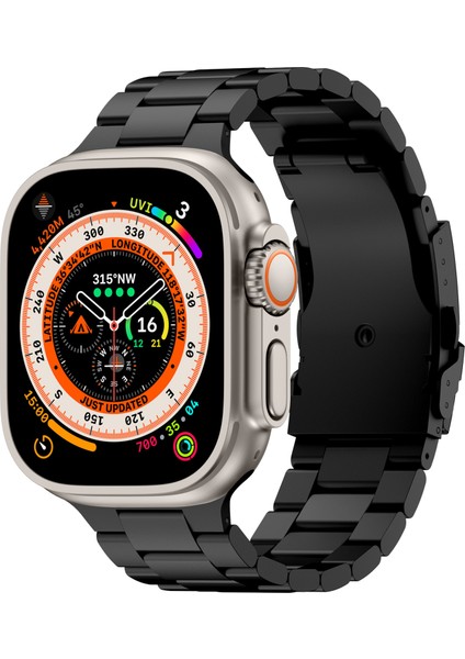 Apple Watch 10 46MM/ULTRA 2/ultra 49MM/9 8 7 45MM/SE (2023) Se (2022) Se 6 5 4 44MM/3 2 1 42MM 3 Boncuklu Titanyum Alaşımlı Saat Kayışı - Siyah (Yurt Dışından) fırsatları