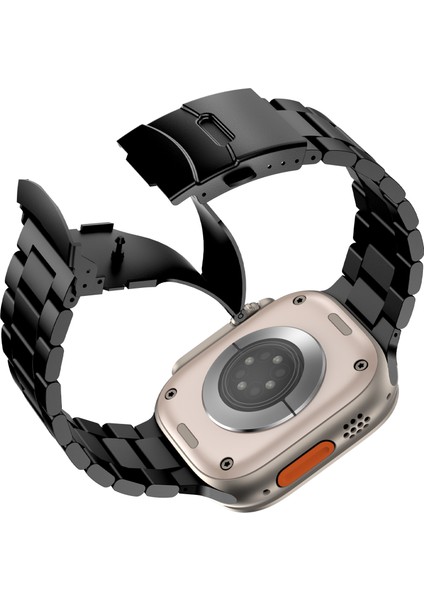 Apple Watch 10 46MM/ULTRA 2/ultra 49MM/9 8 7 45MM/SE (2023) Se (2022) Se 6 5 4 44MM/3 2 1 42MM 3 Boncuklu Titanyum Alaşımlı Saat Kayışı - Siyah (Yurt Dışından) indirimleri