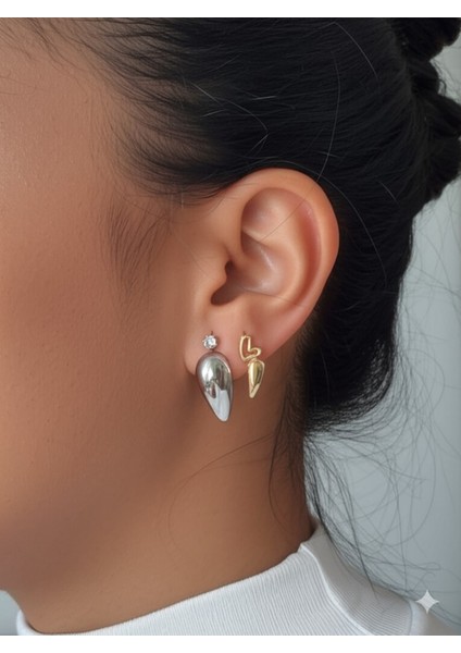 Kadın 6’lı 316L Çelik Küpe Seti – Kalp, Taş ve Damla Tasarımlı Zarif Hediye Seti