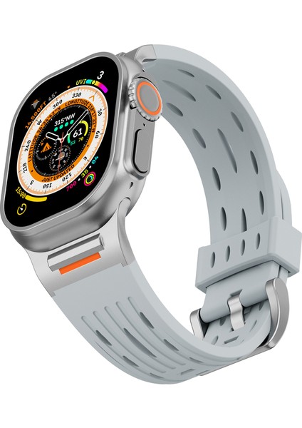 Apple Watch Series 10 46MM/ULTRA 2/ultra 49MM/9 8 7 45MM/SE (2023) Se (2022) Se 6 5 4 44MM/3 2 1 42MM Için Çoklu Delikli Saat Kayışı - Bulutlu Gri (Yurt Dışından) modelleri