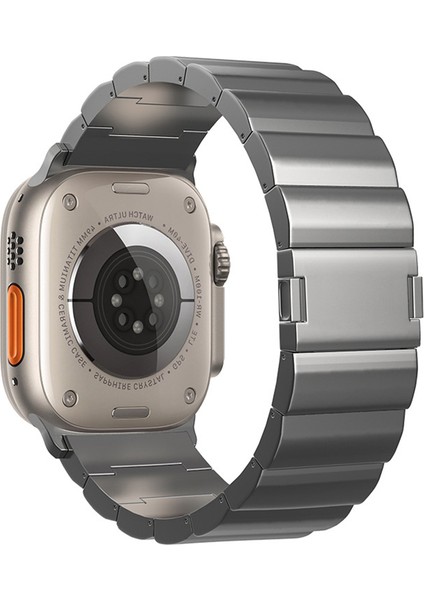 Apple Watch Series 10 42MM/9 8 7 41MM/SE (2023) Se (2022) Se 6 5 4 40MM/3 2 1 38MM Titanyum Alaşımlı Saat Kayışı Manyetik Kilitli-Gri (Yurt Dışından)