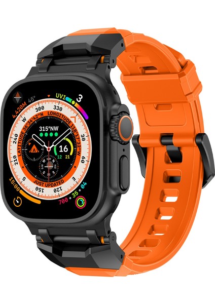 Apple Watch 10 46MM/ULTRA 2/ultra 49MM/9 8 7 45MM/SE (2023) Se (2022) Se 6 5 4 44MM/3 2 1 42MM Sıvı Silikon Kayış-Titanyum+Turuncu (Yurt Dışından) fiyatları