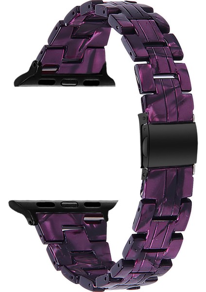 Apple Watch Series 10 42MM/9 8 7 41MM/6 5 4 Se Se (2022) Se (2023) 40MM/3 2 1 38MM Için Reçine Saat Kayışı Değişimi - Koyu Mor Karışımı (Yurt Dışından)