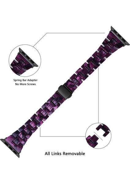 Apple Watch Series 10 42MM/9 8 7 41MM/6 5 4 Se Se (2022) Se (2023) 40MM/3 2 1 38MM Için Reçine Saat Kayışı Değişimi - Koyu Mor Karışımı (Yurt Dışından) indirimleri