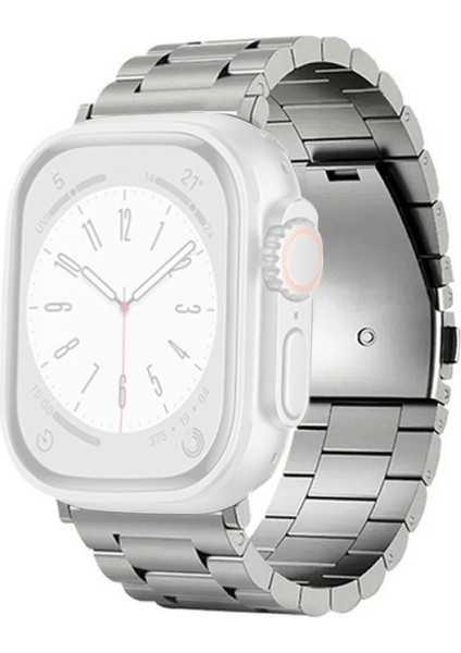 Apple Watch 10 46MM/ULTRA 2/ultra 49MM/9 8 7 45MM/SE (2023) Se (2022) Se 6 5 4 44MM/3 2 1 42MM Titanyum Alaşımlı Bant 3 Boncuklu Gümüş (Yurt Dışından)