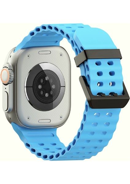 Apple Watch Series 10 46MM/ULTRA 2 Ultra 49MM/SERIES 9 8 7 45MM/SE (2023) Se (2022) Se 6 5 4 44MM/3 2 1 42MM Için Silikon Kayış - Gök Mavisi (Yurt Dışından)
