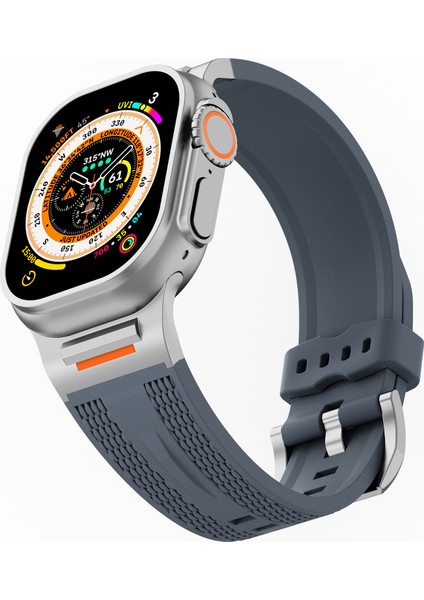 Apple Watch Series 10 46MM/ULTRA 2/ultra 49MM/9 8 7 45MM/SE (2023) Se (2022) Se 6 5 4 44MM/3 2 1 42MM Için Spor Sıvı Silikon Kayış - Gri (Yurt Dışından) modelleri