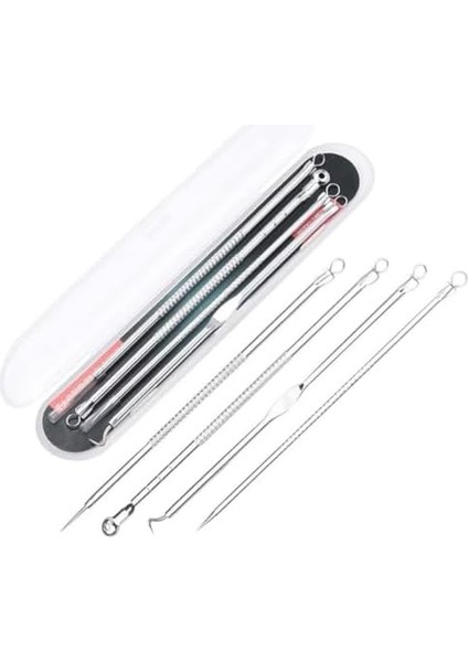 Siyah Nokta Akne Temizleyici 4'lü Kutulu Paslanmaz Komedon Gümüş Komedon Seti Sivilce Siyah Nokta Çıkarıcı Kaliteli