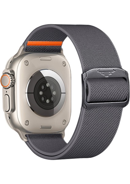 Apple Watch Series 10 42MM/9 8 7 41MM/SE (2023) Se (2022) Se 6 5 4 40MM/3 2 1 38MM Elastik Bant Için Kalebol Naylon Kayış - Koyu Gri (Yurt Dışından)