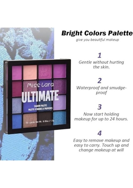 Xspring 16 Renk Göz Farı Paleti, Uzun Süren Renkli Göz Farı Paleti, Mat ve Parıltılı Göz Farı, Karıştırılabilir Uzun Süren Suya Dayanıklı Makyaj Paleti, Kadınlar ve Kızlar Için