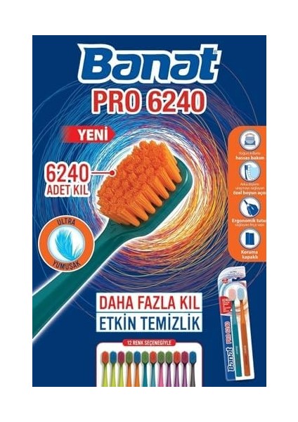 Banat Pro 6240 Ultra Yumuşak Diş Fırçası x 2 Adet, 515665F modelleri