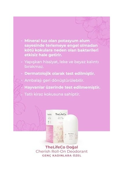 THELIFECO%100 Doğal Roll-On Cherish - Teenage 60 ml fiyatları