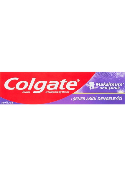 Colgate Maksimum Anti Çürük Şeker Asidi Dengeleyici Diş Macunu 75 ml