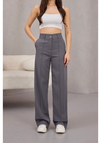 Kadın Yüksek Bel Likralı Geniş Paça Çımalı Rahat Kesim Pantolon fiyatları