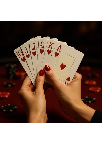 Boy Plastik Poker Oyun Kağıdı (Casino Playing ) (Kırmızı) fiyatları