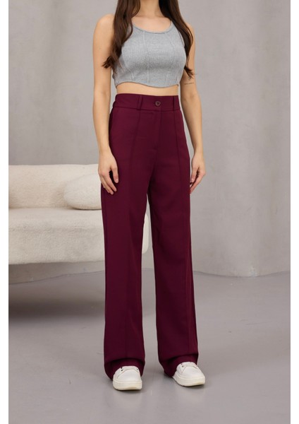 Kadın Yüksek Bel Likralı Geniş Paça Çımalı Rahat Kesim Pantolon fiyatları