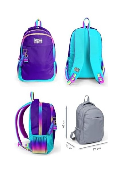 Fermuarlı Mor Ilkokul Ortaokul ve Günlük Sırt Çantası - Kız Çocuk fiyatları