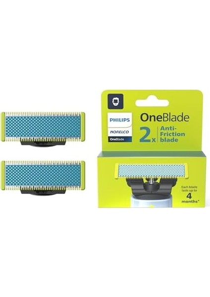 Philips Norelco Orijinal Oneblade Sürtünme Önleyici Yedek Bıçaklar, 2 Adet, QP225/80 modelleri