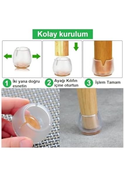 Pabucu,masa,koltuk,tabure Ayak Kılıfı 8 Adet Siyah (Large) modelleri