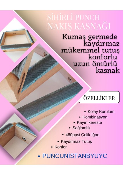 100X100 cm Sihirli Punch(Panç)(Kasnak Kılıf Hediyeli)Telli/iğneli Ahşap Nakış Kasnak fiyatları