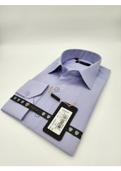 Slimfit Mavi Lila Erkek Gömlek Pamuk Polyester Dar Kesim Yapısıyla AS0111-04 modelleri