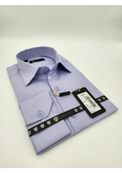 Slimfit Mavi Lila Erkek Gömlek Pamuk Polyester Dar Kesim Yapısıyla AS0111-04 fırsatları