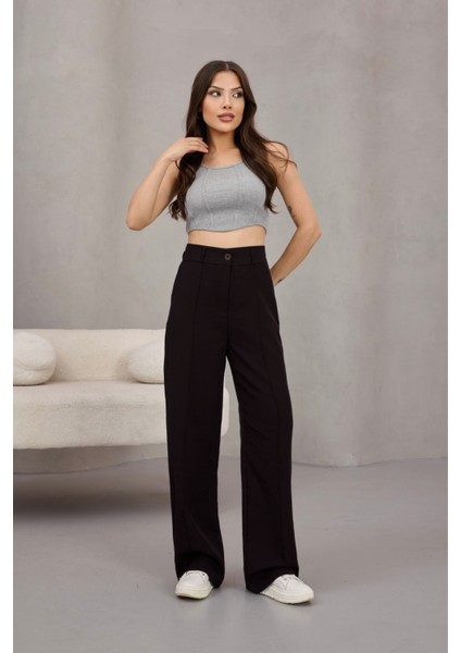 Kadın Yüksek Bel Likralı Geniş Paça Çımalı Rahat Kesim Pantolon fırsatları