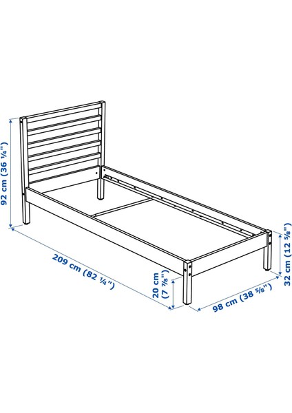 Tarva / Lönset Tek Kişilik Karyola Beyaz Vernikli 90 x 200 cm fiyatları