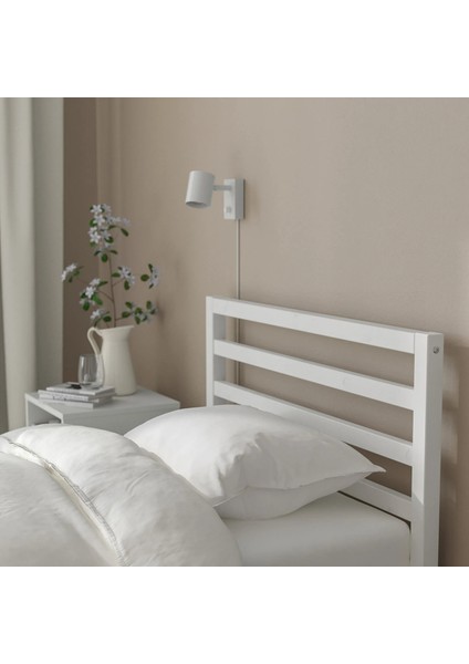 Tarva / Lönset Tek Kişilik Karyola Beyaz Vernikli 90 x 200 cm