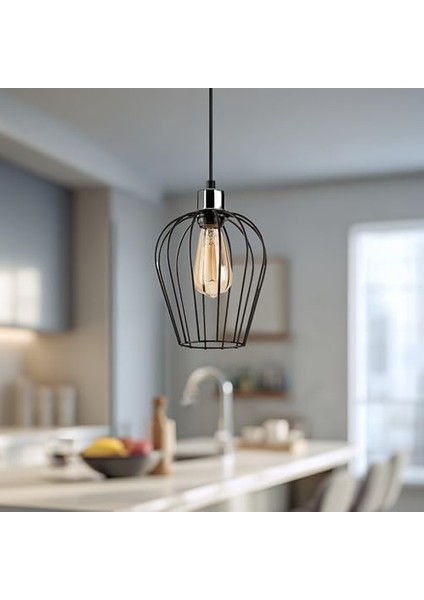 Siyah Tekli Tel Sarkıt Aydınlatma, Ev, Ofis, Cafe, Restoran Avizeleri, E27 Duy fiyatları