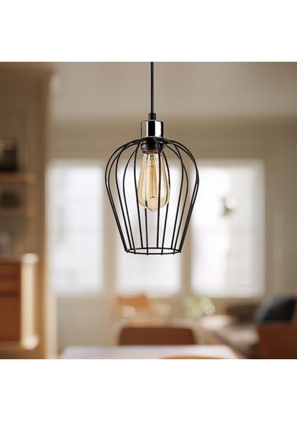 Siyah Tekli Tel Sarkıt Aydınlatma, Ev, Ofis, Cafe, Restoran Avizeleri, E27 Duy modelleri
