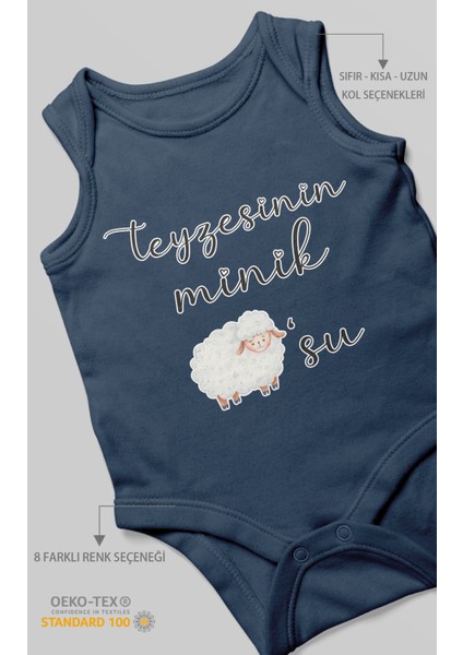 Teyzesinin Minik Kuzusu Baskılı Bebek Zıbını – Çıtçıtlı Body 8 Renk | %100 Pamuk Sıfır Kol