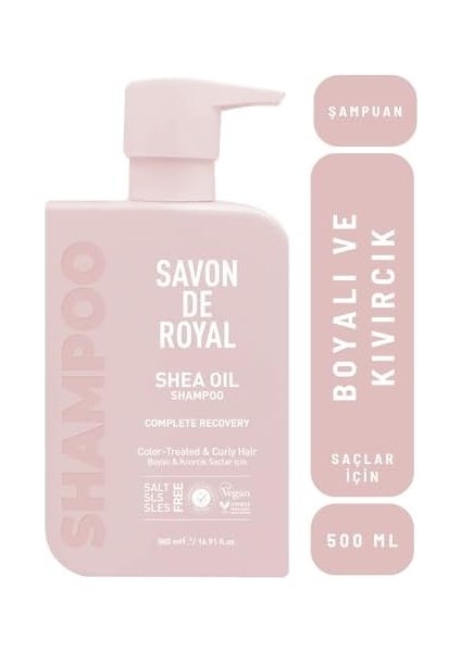 Savon De Royal Miracle Şampuan 500 ml | Boyalı ve Kıvırcık Saçlar | Iyileşme Etkili | Shea Yağı | Tuz Içermez