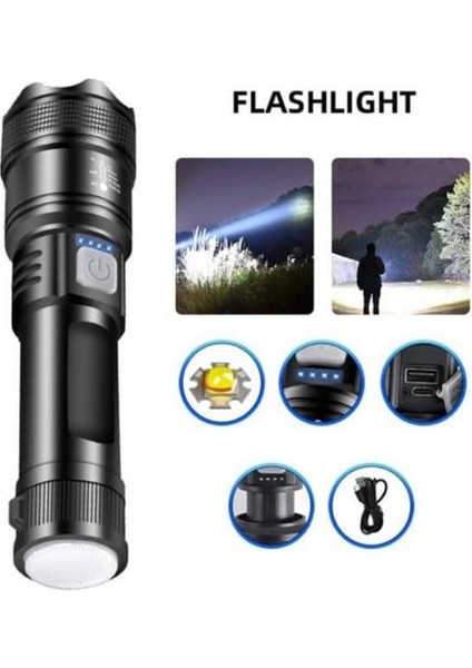 Şarjlı Zoomlu LED Işık 800 Lümen | P50 LED + Arka Smd Gün Işığı | Powerbank Özellikli, Type-C Girişli, Taşıma Askılı Aydınlatma | Kamp, Acil, Araç ve Dış Mekan Kullanımı Için fiyatları