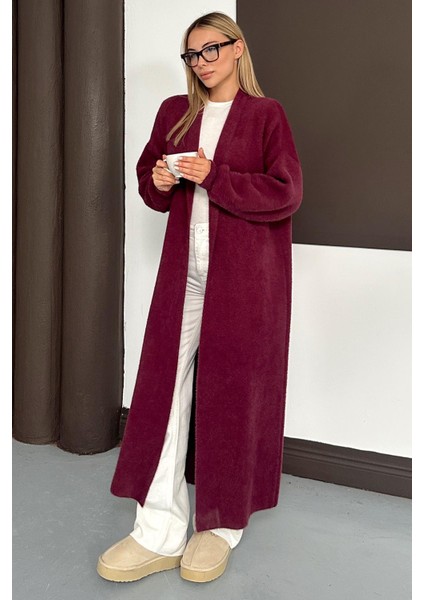 Uzun Salaş Triko Hırka Mürdüm 8245 modelleri