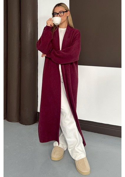 Uzun Salaş Triko Hırka Mürdüm 8245 indirimleri