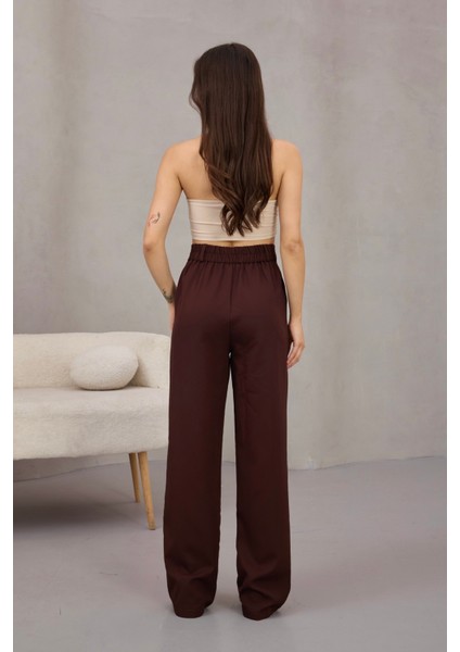 Kadın Yüksek Bel Likralı Geniş Paça Çımalı Rahat Kesim Pantolon fırsatları