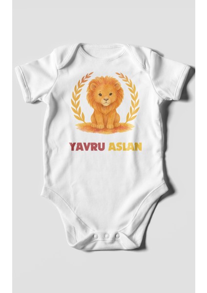 Yavru Aslan Baskılı Bebek Zıbını – Çıtçıtlı Body 8 Renk | %100 Pamuk Kısa Kol fiyatları