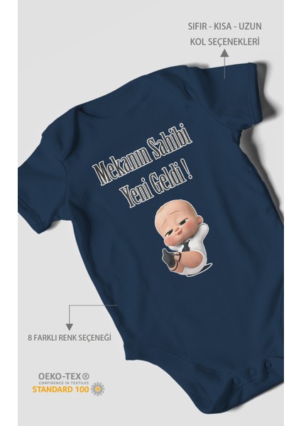 Mekanın Sahibi Yeni Geldi Baskılı Bebek Zıbını – Çıtçıtlı Body 8 Renk | %100 Pamuk Kısa Kol